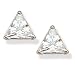Triangle shape prong set clear CZ Sterling Silver Earrings