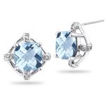 0.05 Cts Diamond & 3.12 Cts Aquamarine Earrings in 14K White Gold