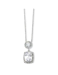 Cheryl M. Sterling Silver Circle & Square CZ 18in Necklace