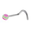 Green Purple STRIPED BALL Nose Ring