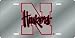 Nebraska Huskers Laser Cut Silver License Plate