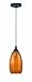 Lite Source LS-19982 Strano Pendant Lamp, Black with Amber Art Glass Shade