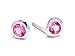 18k White Gold Pink Sapphire Bezel Stud Earrings title=