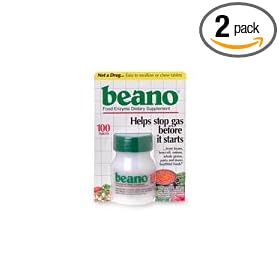 Beano Food Enzyme Dietary Supplement Tablets, 100-Count Bottles, (Pack of 2)