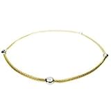 14K Yellow Gold Snake Anklet Bracelet 10, with White Gold Bezel Set Diamonds