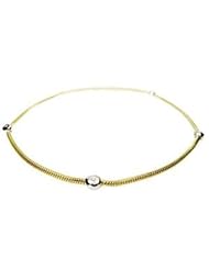 14K Yellow Gold Snake Anklet Bracelet 10, with White Gold Bezel Set Diamonds