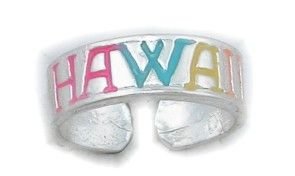 Silverflake -Hawaii Enamel Toe Ring in Sterling Silver