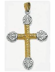 60mm X 40mm 14k Two Tone Cross