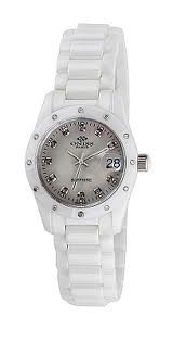 Oniss Women's Swiss Sapphire Ceramic Diamond Watch ON601-L White