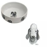 Bedlington Terrier Paw Print Bowl, Porcelain by Rosalinde (7 in. x 2.5 in. deep)