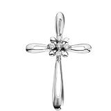 14K White Gold Cross Pendant - 26.00x19.00mm