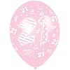 21st Birthday Latex Balloons - Purple, Pink & Ivory Mix (bag of 6)