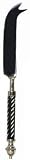Decorative Stainless Steel Cheese Knife Black & White Carved Resin Handle Set/2