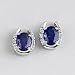 Rhinestone In Sterling Silver Horseshoe Earrings, Blue