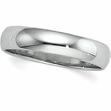 10K White Gold Light Half Round Band - 4mm Size 12