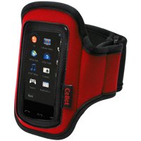 RED CELLET NEOPRENE ARMBAND CASE for CELL PHONES, iPODS, & MP3 PLAYERS.