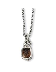 Antique Sterling Silver Diamond & Smokey Quartz Necklace