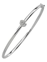 14K White Gold Diamond Bangle Bracelet