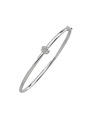 CleverEves 14K White Gold .03 Ctw Diamond Bangle Bracelet