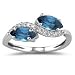 0.11 Cts Diamond & 0.50 Cts London Blue Topaz Ring in 18K White Gold.