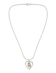 Sterling silver heart necklace, Pink Romance - Heart Jewelry Necklace in Sterling Silver and Pink CZ