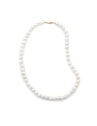 White Pearl Necklace 8.5-9mm Individually Knotted 14K Yellow Gold