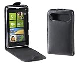 MaryCom Ledertasche PREMIUM QUALITÄT für HTC HD7 in Schwarz / Mobile Phone / Telefon / Handy + Gratis Displayschutzfolie / LTS HD7