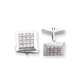 Sterling Silver CZ Cuff Links