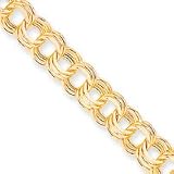10k Triple Link Charm Bracelet - 7 Inch