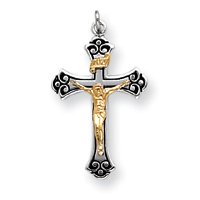 Sterling Silver Crucifix Pendant with 20 Inch Sterling Silver Chain by 