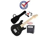 Kids 30 Inches Electric Guitar Package 1/4 Size Black ST01-BK