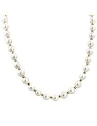 14K 9-9.5mm cultured freshwater pearl necklace with alternating rondels, 18"
