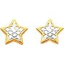 14K Two Tone Gold Star Stud Earrings Ear Jewelry New