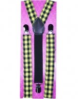 Beat Deal Outer Rebel Fashion Suspenders- Black and Yellow Plaid