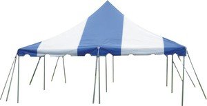 Party Tent 30 X 30 Pole Tent Blue and White Heavy Duty Vinyl