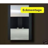 LUXUS Bio-Ethanol Eck-Kamin DESIGN Gelkamin EDELSTAHL Aspen + Keramikholz