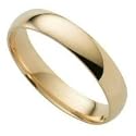 9ct Yellow 4mm D Shaped Wedding Ring