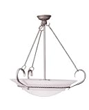5 light vintage silver pendant, seedy glass