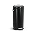 simplehuman Round Retro Step Trash Can, Black Steel, 30-Liter 8-Gallon