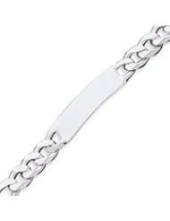 Sterling Silver Figaro ID Bracelet - 8 Inch