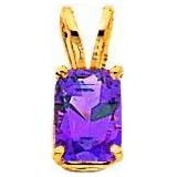 14K Yellow Gold Emerald Cut Amethyst Pendant Jewelry