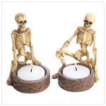21GgUad 7NL. SL160  SPOOKY GOTHIC HALLOWEEN SKELETON VOTIVE CANDLE HOLDERS