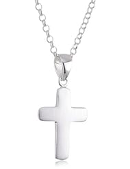 VINANI brand Germany 925 Sterling Silver Women Pendant small Cross matte with Cable Link Chain Necklace AKD-T