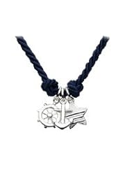 Kids Jewelry - Sterling Silver Nautical Trio Navy Cord Necklace