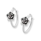 Ed Hardy Blossomed Rose Hoop Earrings in Stainless Steel