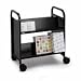 Contemporary Two-Sided Book Cart, Four Shelves, 500lb Cap, 28 x 18 x 32-1/4, BLK