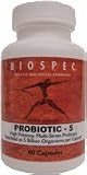 BIOSPEC Probiotic - 5: High Potency, Multi-Strain Probiotic for Healthy Intestinal Flora, Safe for Infants and Children. 6 Capsules