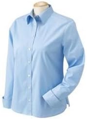 Chestnut Hill Women's Long Sleeve Pima Cotton Poplin Button Down Dress Shirt