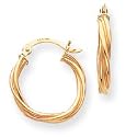 14k Polished 3mm Twisted Hoop Earrings