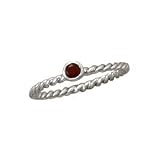 Stackable January Birthstone Ring Rhodium on Sterling Silver Rope Band